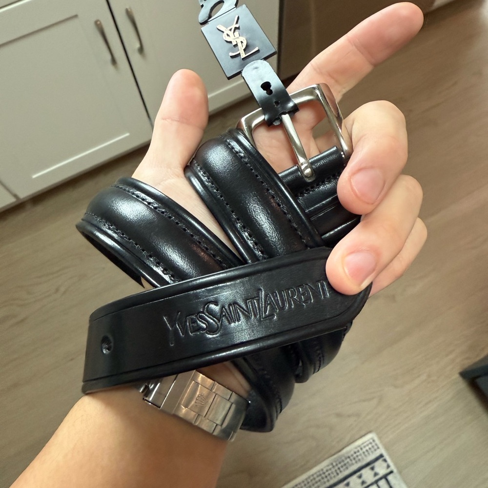 Vintage Yves Saint Laurent Black Leather Belt